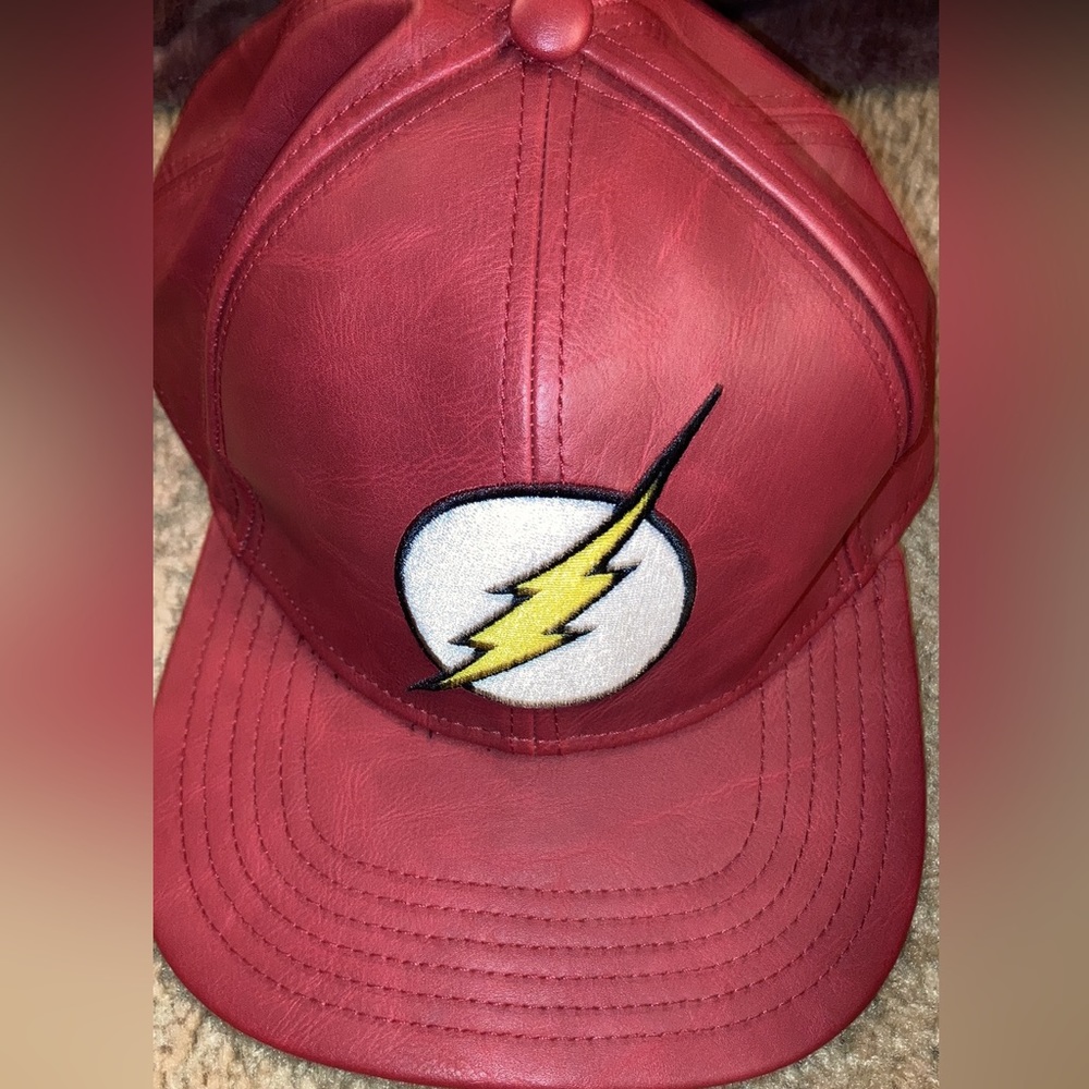 DC comics the flash faux, leather snapback hat